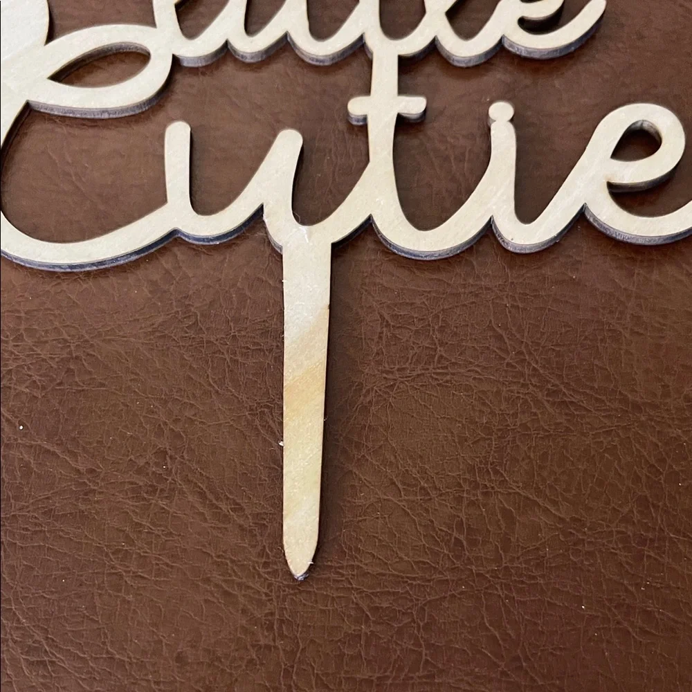 Wooden 'Little Cutie' Cake Topper